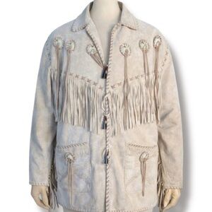 Vintage Scully Suede Fringe Western Concho Starburst Jacket Size 46 Unisex Boho